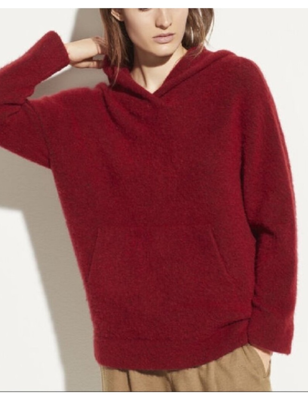 Vince alpaca wool blend fuzzy hoodie pullover sweater